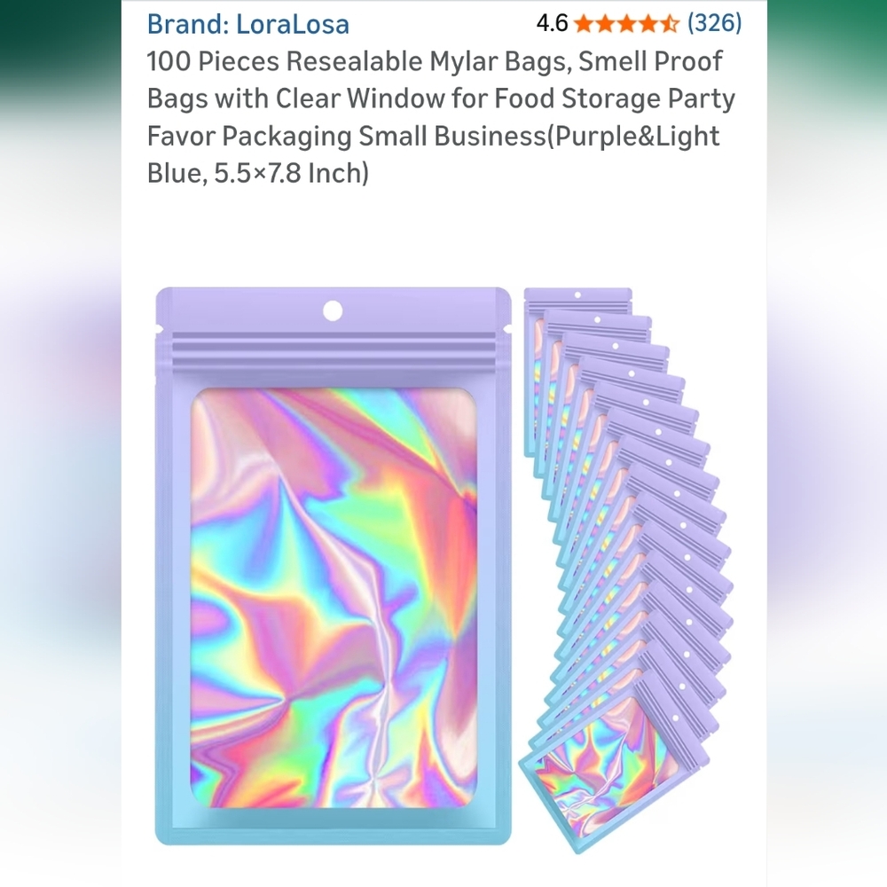 100 Pieces Resealable Mylar Bags Pouches with Clear Window Ombre 5x8 Inch NWT - Picture 2 of 16